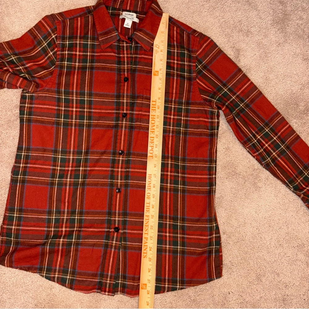 L.L. Bean Red Plaid Flannel Shirt, Sz Medium Tall - Picture 8 of 12